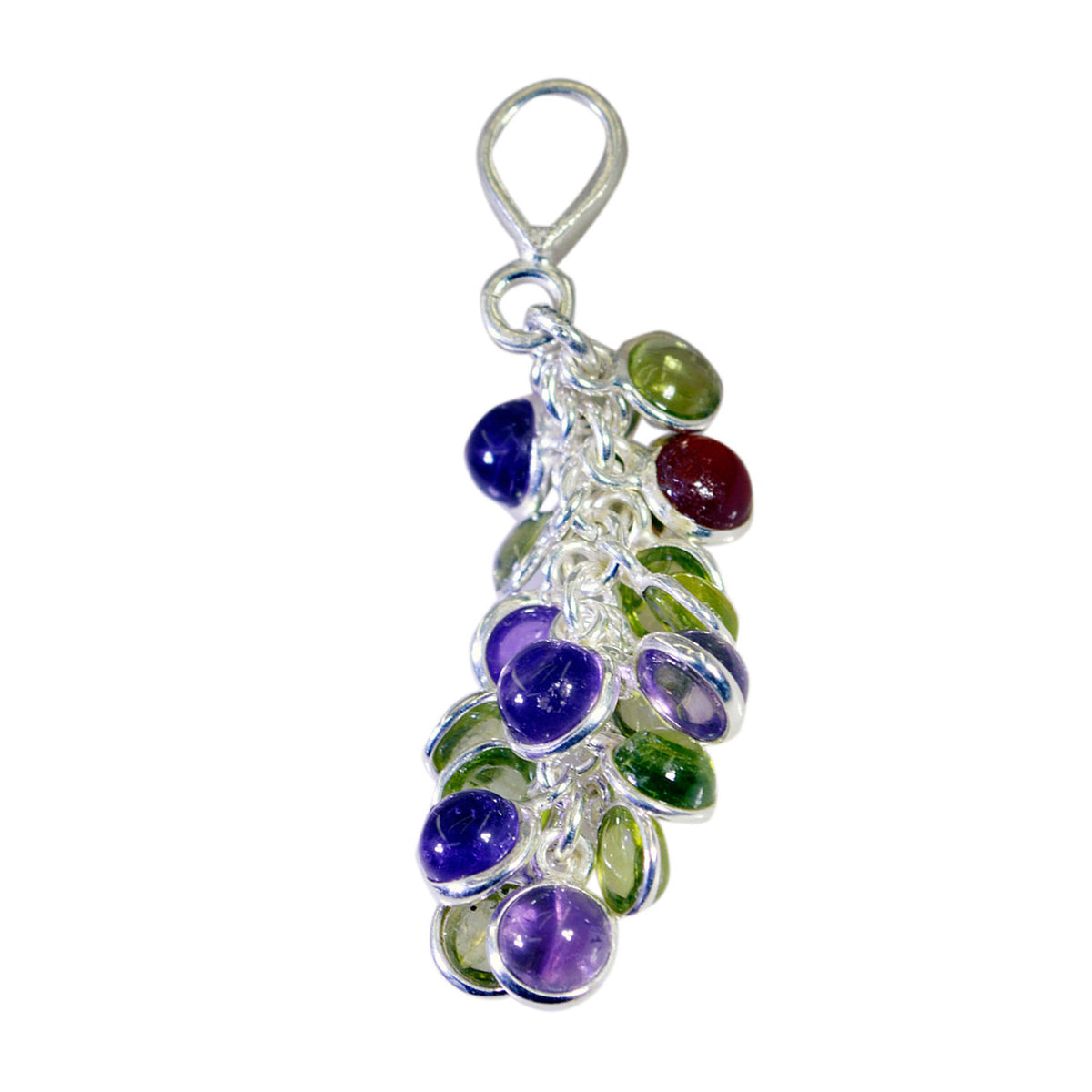 Multi Stone Tiny Mexican Sterling Silver multiple multicolor Pendant メイン画像