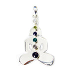 Multi Stone Eye-catching Egyptian 92.5 Silver Hexa multicolor Pendant