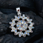 Multi Stone Chunky Turkish Silver multiple Zoe Artisan multicolor Pendant Jewelry