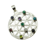 Multi Stone Statement Spanish 92.5 Silver Navratna Greta Victorian multicolor Pendant Jewellery