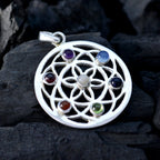 Multi Stone Edgy Italian Sterling Silver multiple Skylar antique multicolor Pendant Jewellery