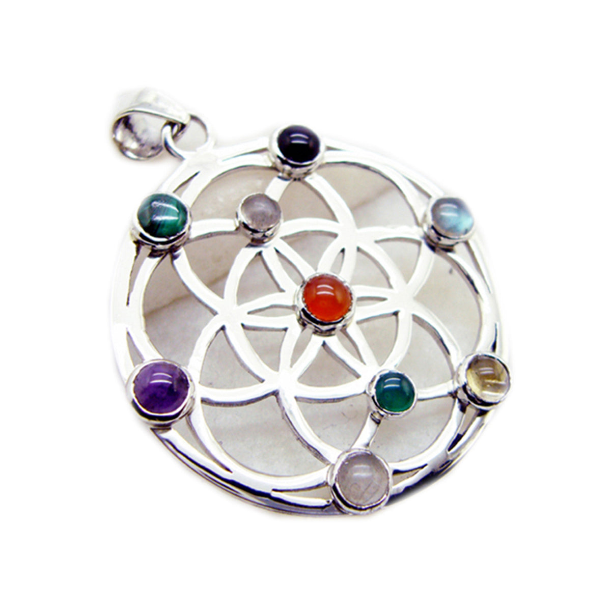 Multi Stone Statement Frans 92,5 Zilver meerdere Victoria Victoriaanse veelkleurige hanger sieraden Secundaire afbeelding