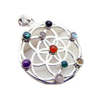 Multi Stone Statement French 92.5 Silver multiple multicolor Pendant