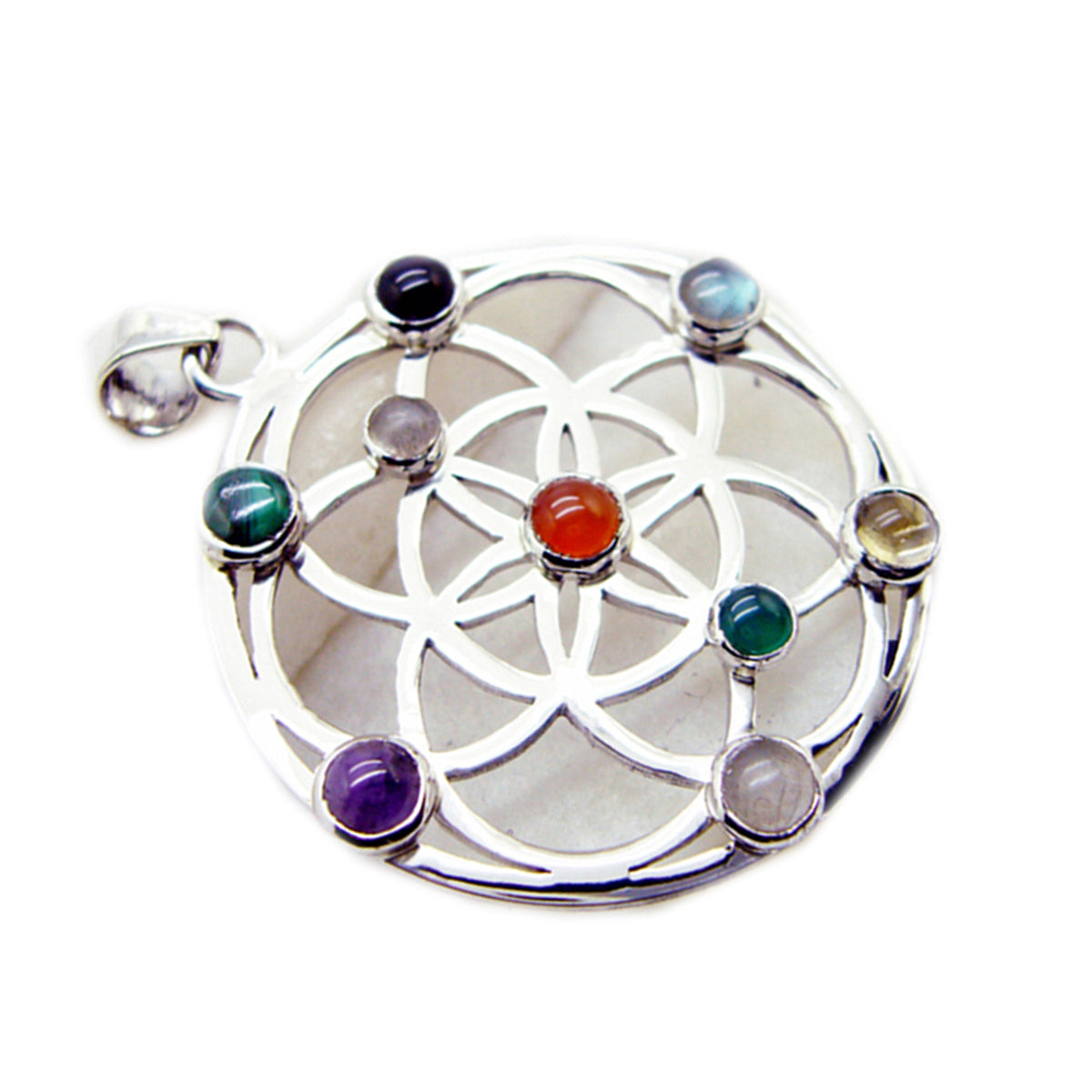 Multi Stone Statement Frans 92,5 Zilver meerdere Victoria Victoriaanse veelkleurige hanger sieraden Hoofdafbeelding