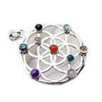 Multi Stone Statement French 92.5 Silver multiple Victoria Victorian multicolor Pendant Jewellery