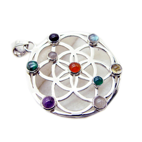 Multi Stone Statement French 92.5 Silver multiple Victoria Victorian multicolor Pendant Jewellery