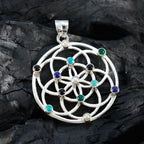 Multi Stone Statement French 92.5 Silver multiple Zoe Filigree multicolor Pendant Jewellery