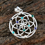 Multi Stone Statement French 92.5 Silver multiple Zoe Filigree multicolor Pendant Jewellery