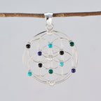 Multi Stone Statement French 92.5 Silver multiple Zoe Filigree multicolor Pendant Jewellery