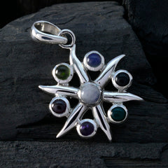 Winziger ägyptischer Hepta Luisa-Anhänger aus Sterlingsilber mit mehreren Steinen, glamouröser mehrfarbiger Schmuck