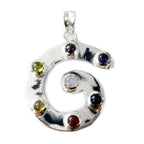 Multi Stone Classic Moroccan 925 Silver Hepta multicolor Pendant