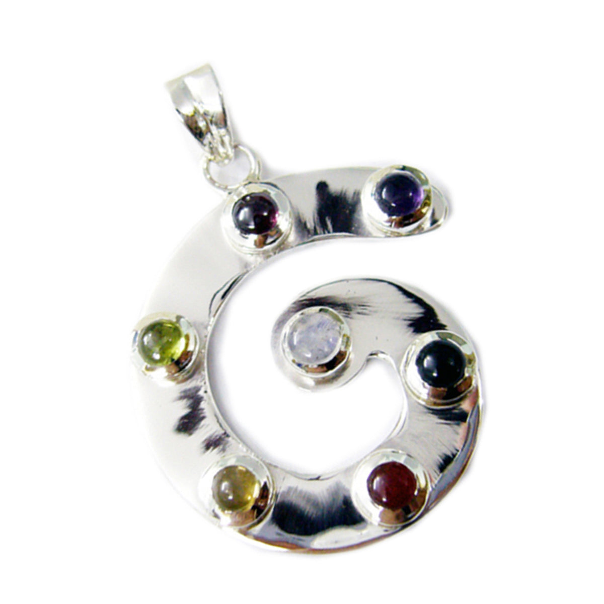 Multi Stone Classic Moroccan 925 Silver Hepta Natalie Eternity multicolor Pendant Jewelry