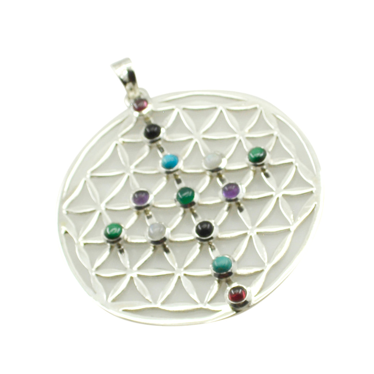 Pendentif multi-pierres en argent sterling italien épais et multicolore Nova victorien Image principale du produit