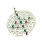 Multi Stone Chunky Italian Sterling Silver multiple Nova Victorian multicolor Pendant Jewellery