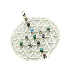 Multi Stone Chunky Italian Sterling Silver multiple Nova Victorian multicolor Pendant Jewellery