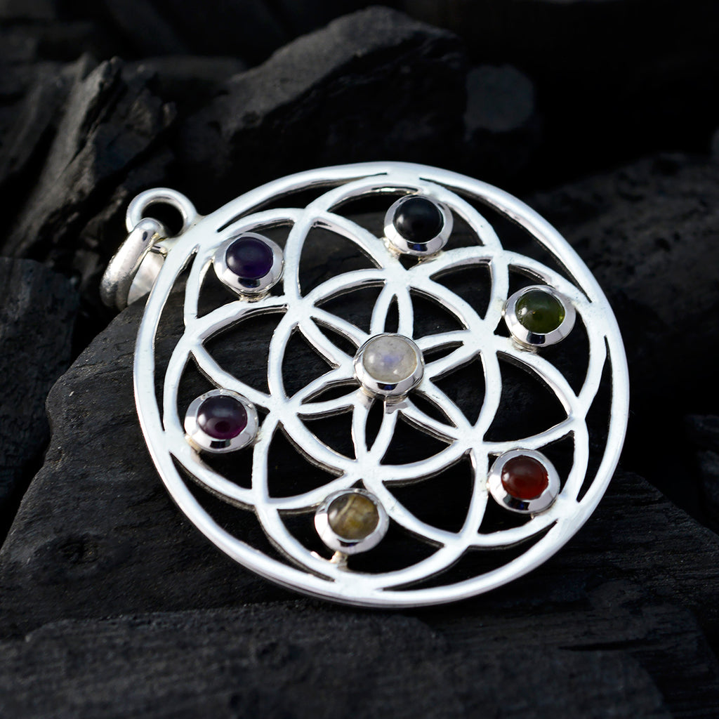 Multi Stone Edgy Spanisch 925 Silber mehrere Sarah Art-Deco mehrfarbigen Anhänger Schmuck