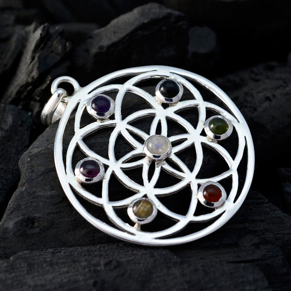 Multi Stone Edgy Spanisch 925 Silber mehrere Sarah Art-Deco mehrfarbigen Anhänger Schmuck