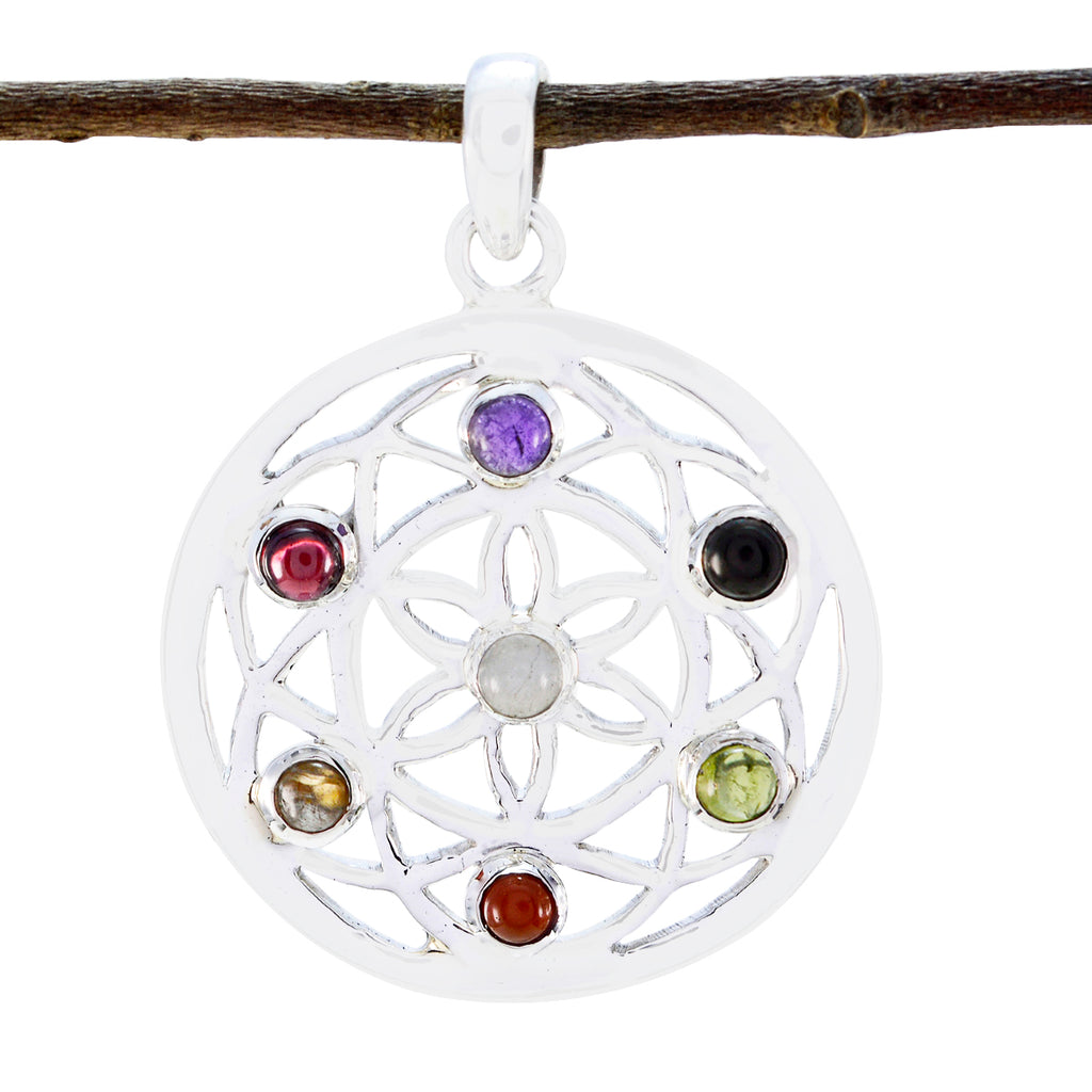 Multi Stone Edgy Spanischer 925 Silber mehrfarbiger Anhänger