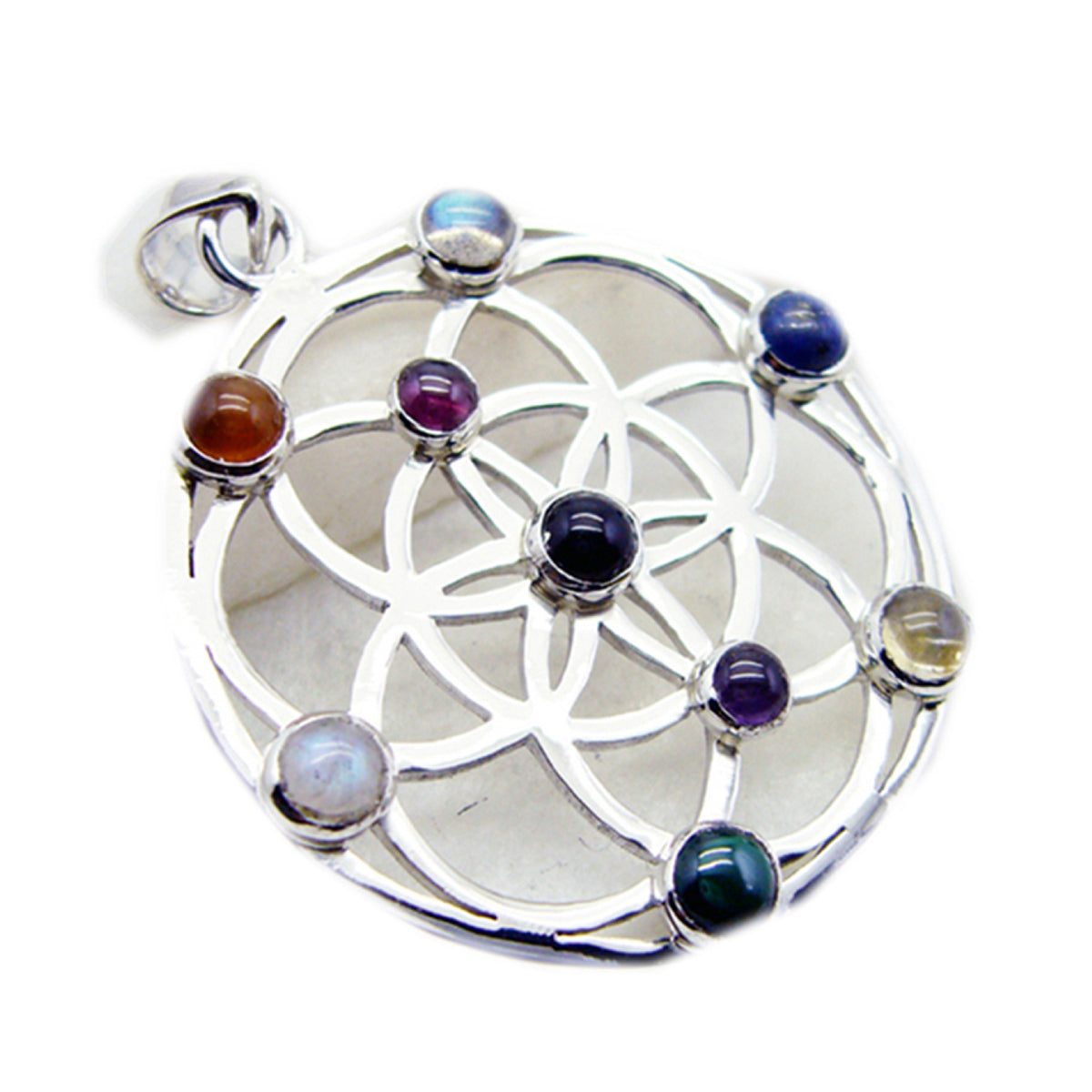 Multi Stone Statement German Silver multiple multicolor Pendant