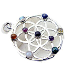 Multi Stone Statement German Silver multiple Stella Filigree multicolor Pendant Jewelry