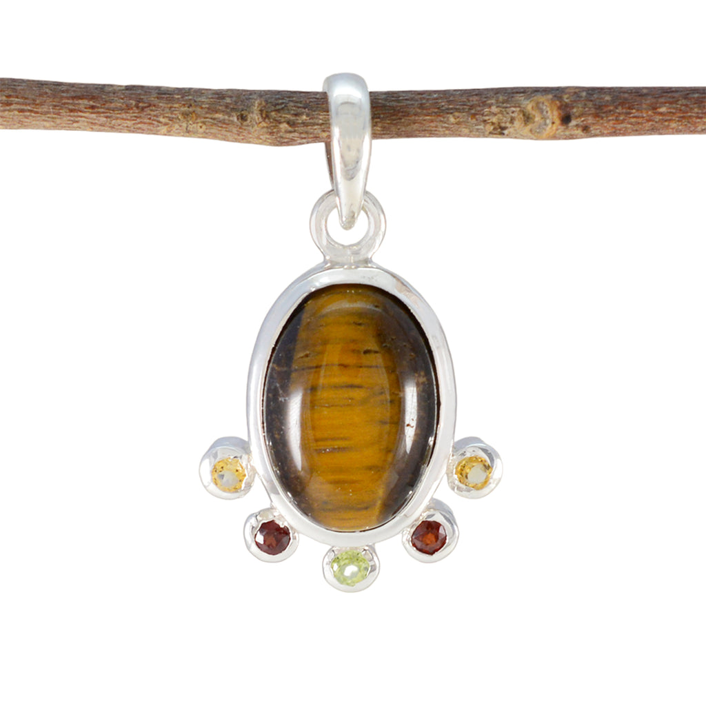 Multi Stone Delicate Mexican Silver Hexa multicolor Pendant