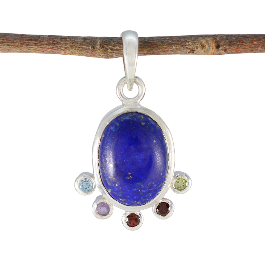 Multi Stone Delicate Latin American Sterling Silver Hexa multicolor Pendant