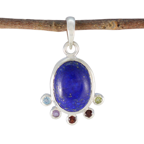 Multi Stone Delicate Latin American Sterling Silver Hexa multicolor Pendant