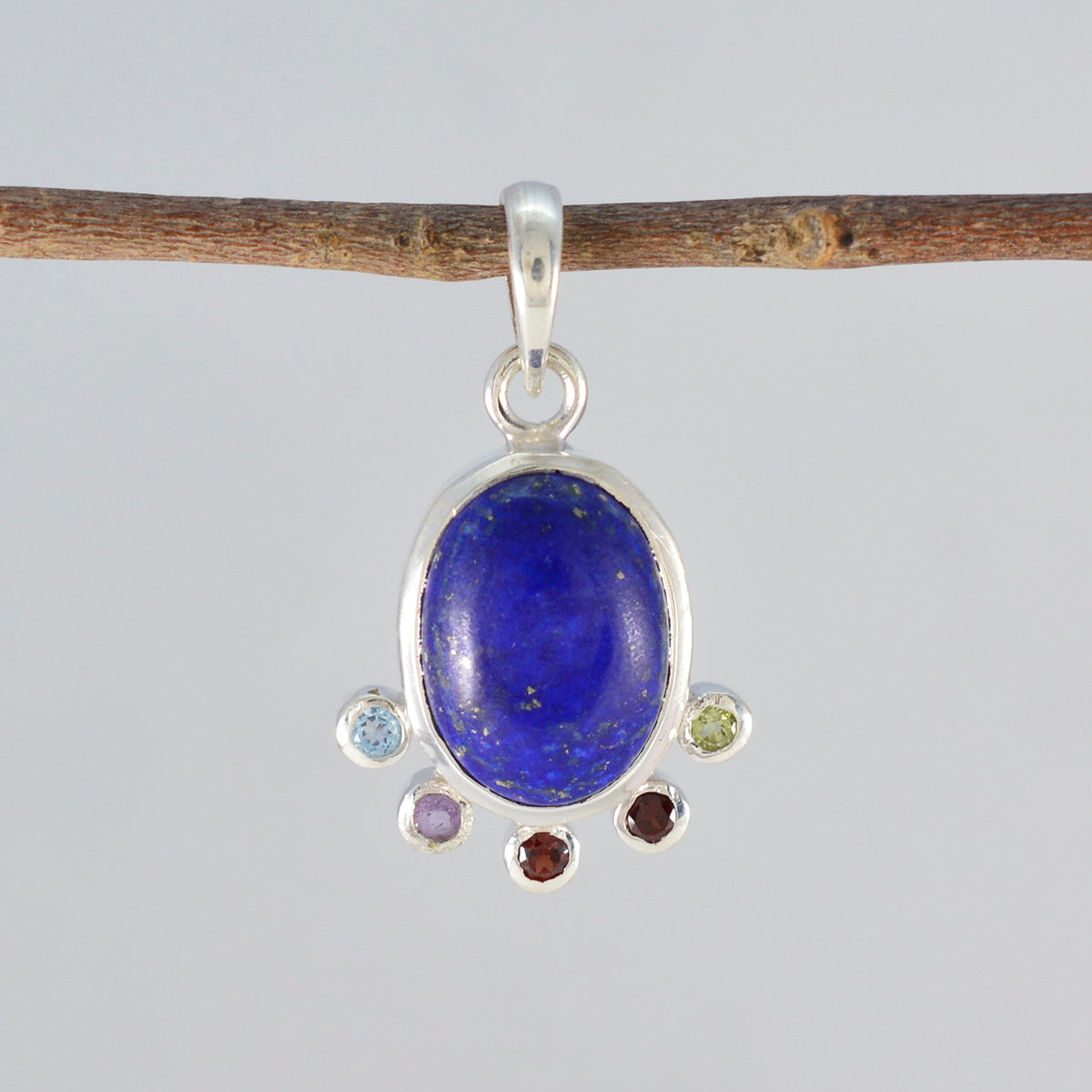 Pendentif de mariage multicolore Hexa Ellie en argent sterling latino-américain délicat à plusieurs pierres Image secondaire du produit