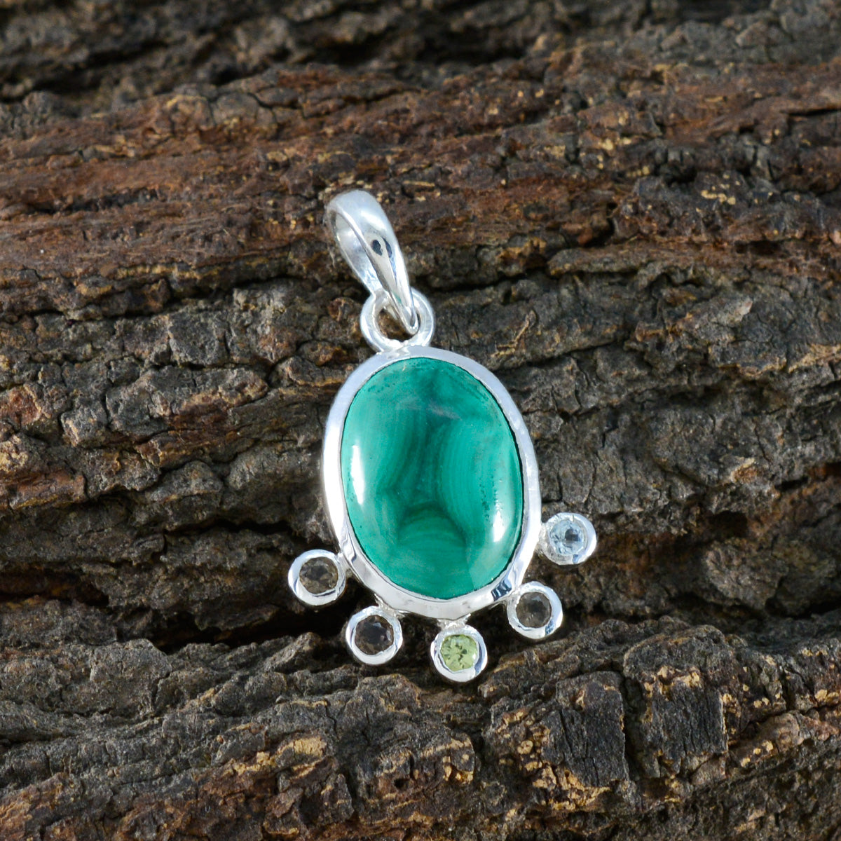 Multi Stone Delicate Russian 925 Silver Hexa Emilia propsel multicolor Pendant Jewelry