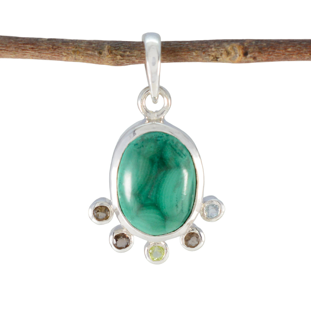 Multi Stone Delicate Russian 925 Silver Hexa multicolor Pendant