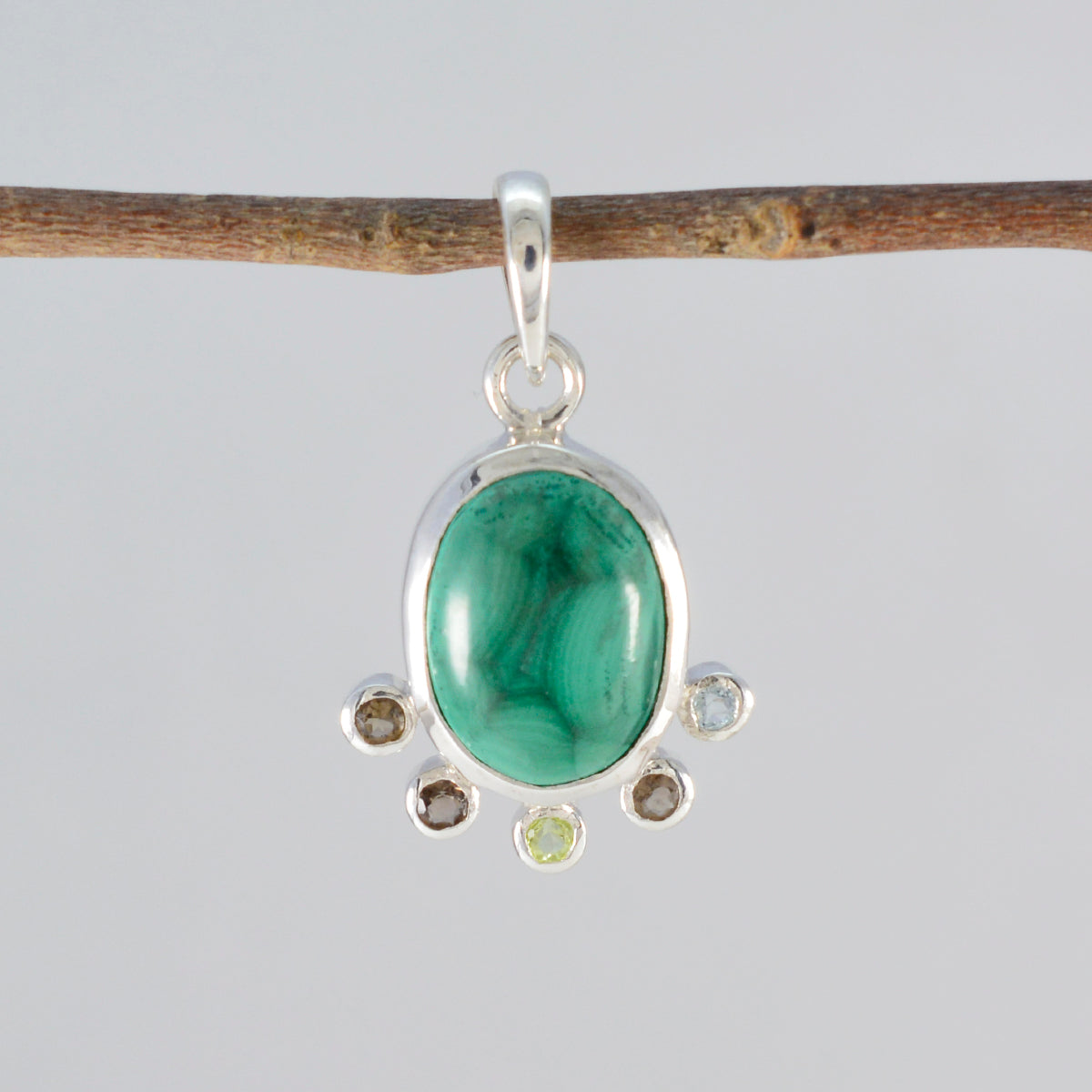 Multi Stone Delicate Russian 925 Silver Hexa Emilia propsel multicolor Pendant Jewelry