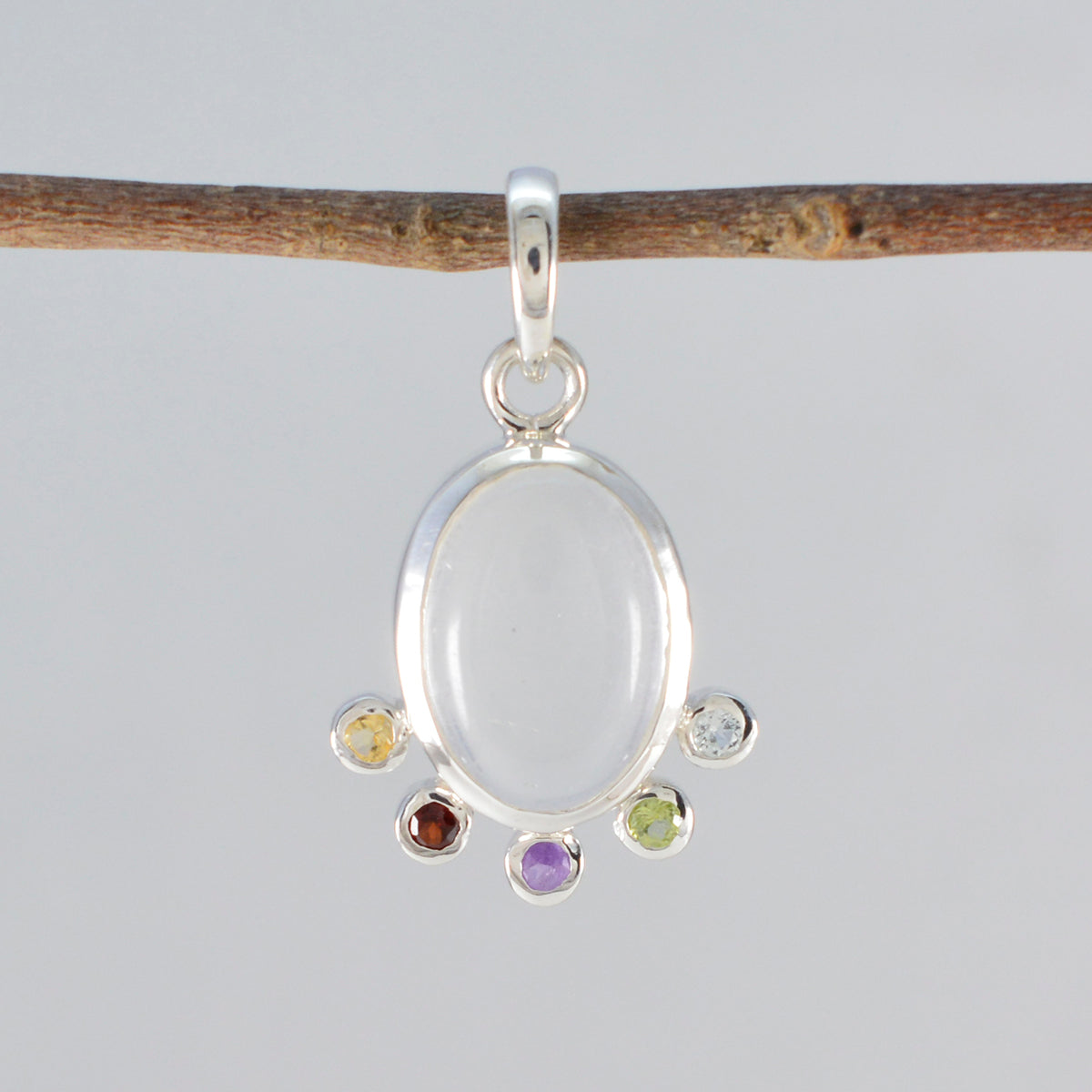 Multi Stone Delicate Moroccan 92.5 Silver Hexa Emily valentine multicolor Pendant Jewellery Secondary image