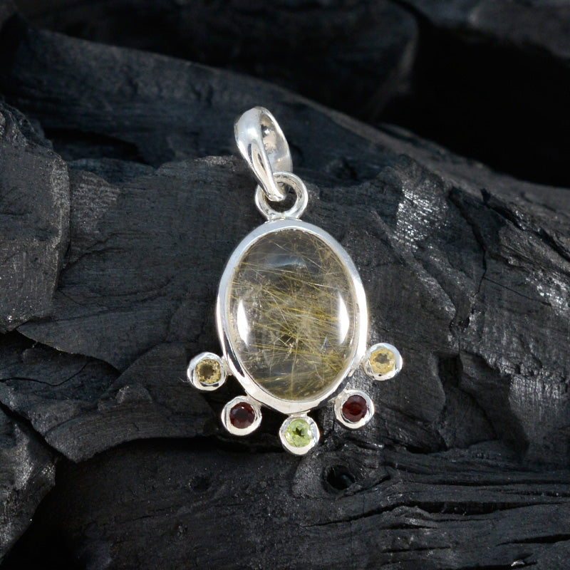 Multi Stone Delicate Turkish Sterling Silver Hexa Eva Feminine multicolor Pendant Jewellery