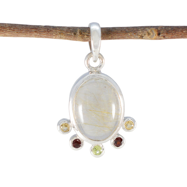 Multi Stone Delicate Turkish Sterling Silver Hexa multicolor Pendant