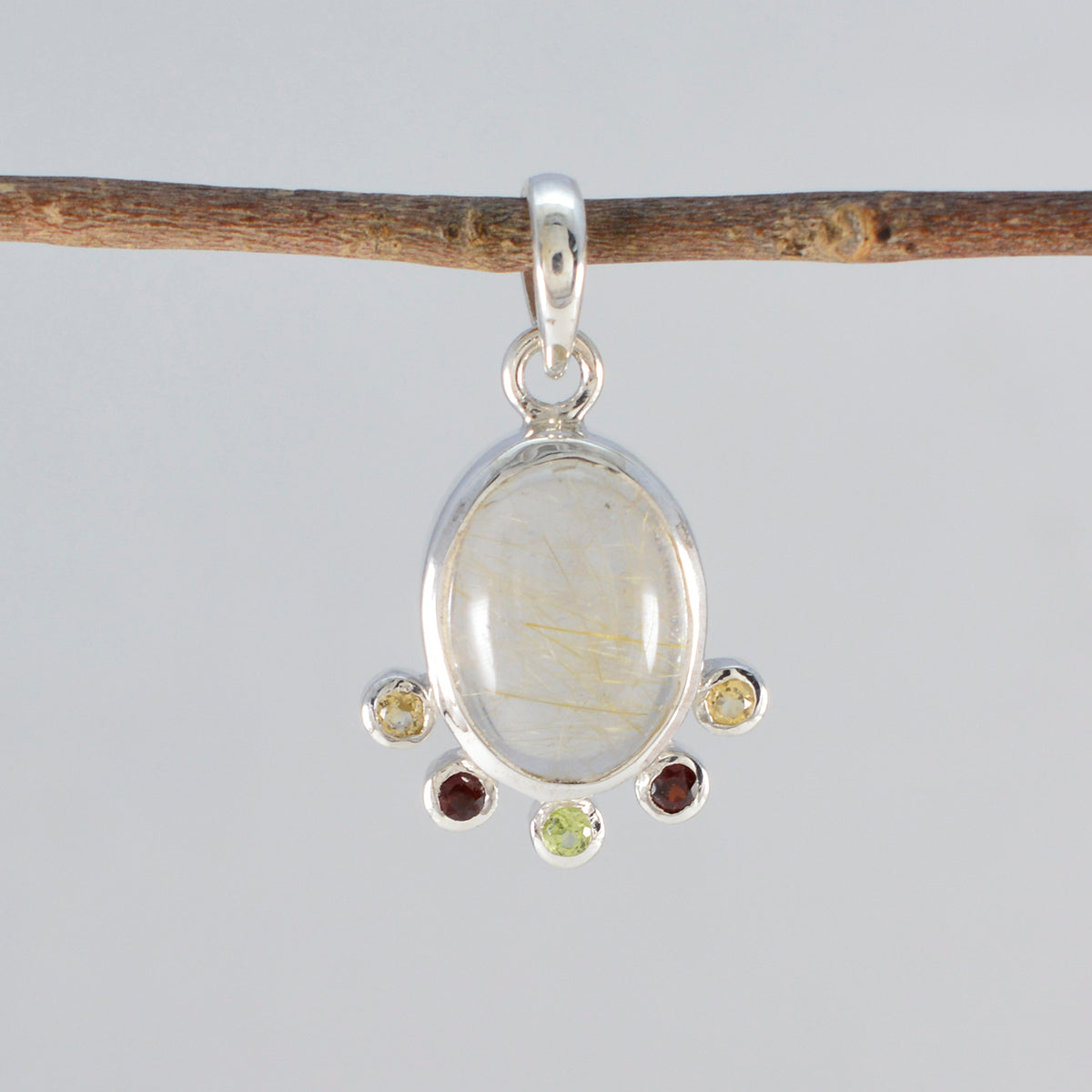 Multi Stone Delicate Turkse Sterling Zilveren Hexa Eva Vrouwelijke veelkleurige Hanger Sieraden Secundaire afbeelding