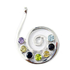 Multi Stone Classic Turkish Silver Hepta Nora Modern multicolor Pendant Jewelry