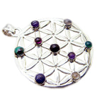 Multi Stone Statement German Sterling Silver Navratna Giulia Art-Deco multicolor Pendant Jewellery