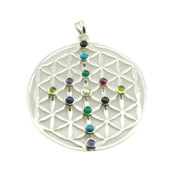 Multi Stone Chunky Spanish 925 Silver multiple multicolor Pendant