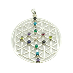 Multi Stone Chunky Spanish 925 Silver multiple multicolor Pendant