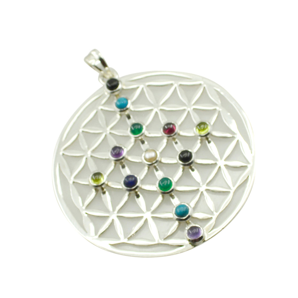 Multi Stone Chunky Spanish 925 Silver multiple Olivia antique multicolor Pendant Jewelry