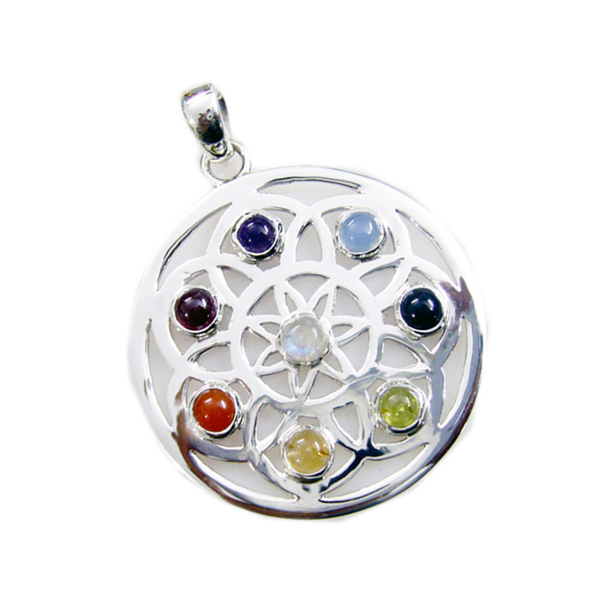 Multi Stone Statement Frans 92,5 Zilver meerdere Savannah Geometrische veelkleurige hanger sieraden Hoofdafbeelding