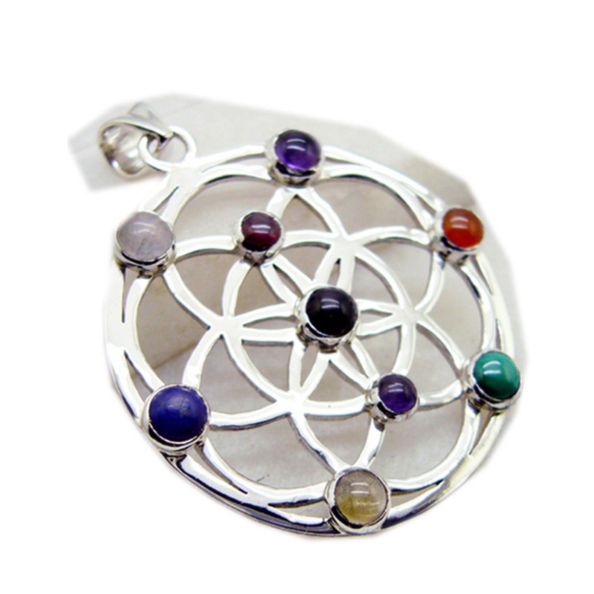 Statement-Anhänger aus italienischem Sterlingsilber mit mehreren Steinen, Teresa Art-Deco-Anhänger, mehrfarbig Zweitbild