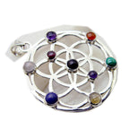 Multi Stone Statement Italian Sterling Silver multiple Teresa Art-Deco multicolor Pendant Jewellery