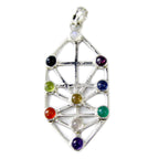 Multi Stone Essential American Sterling Silver Hepta multicolor Pendant