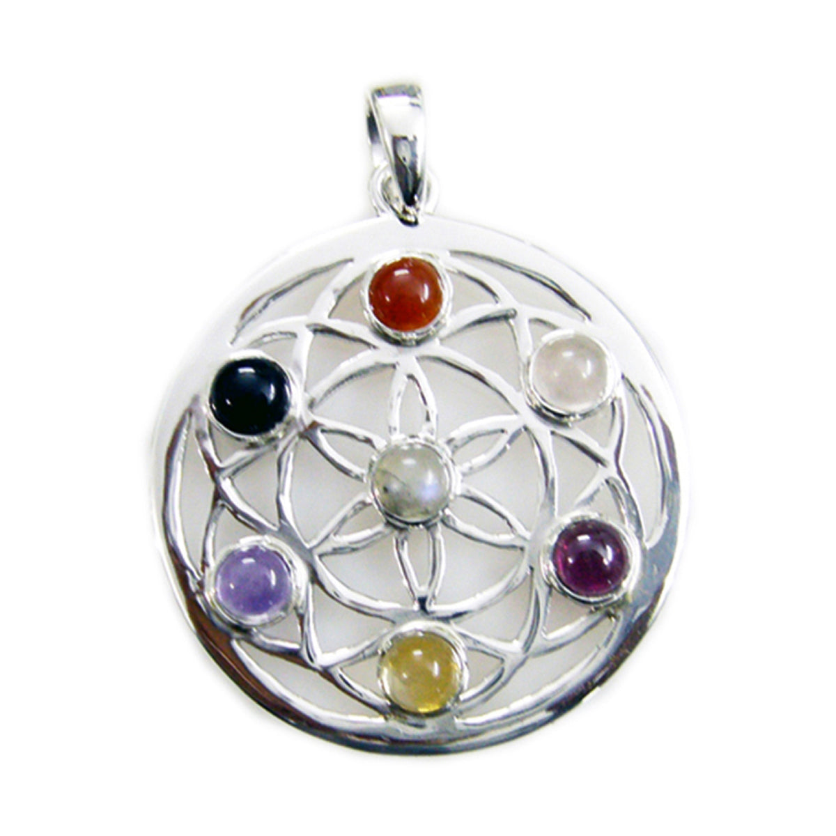 Multi Stone Statement German Silver multiple multicolor Pendant