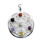 Multi Stone Statement German Silver multiple multicolor Pendant