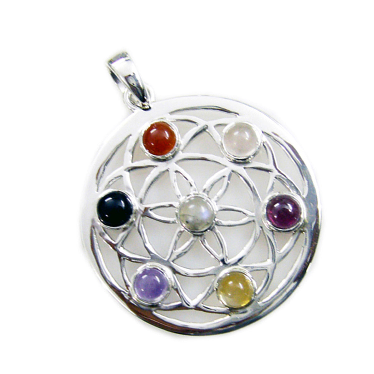 Multi Stone Statement German Silver multiple Scarlett Victorian multicolor Pendant Smycken Huvudsaklig produktbild