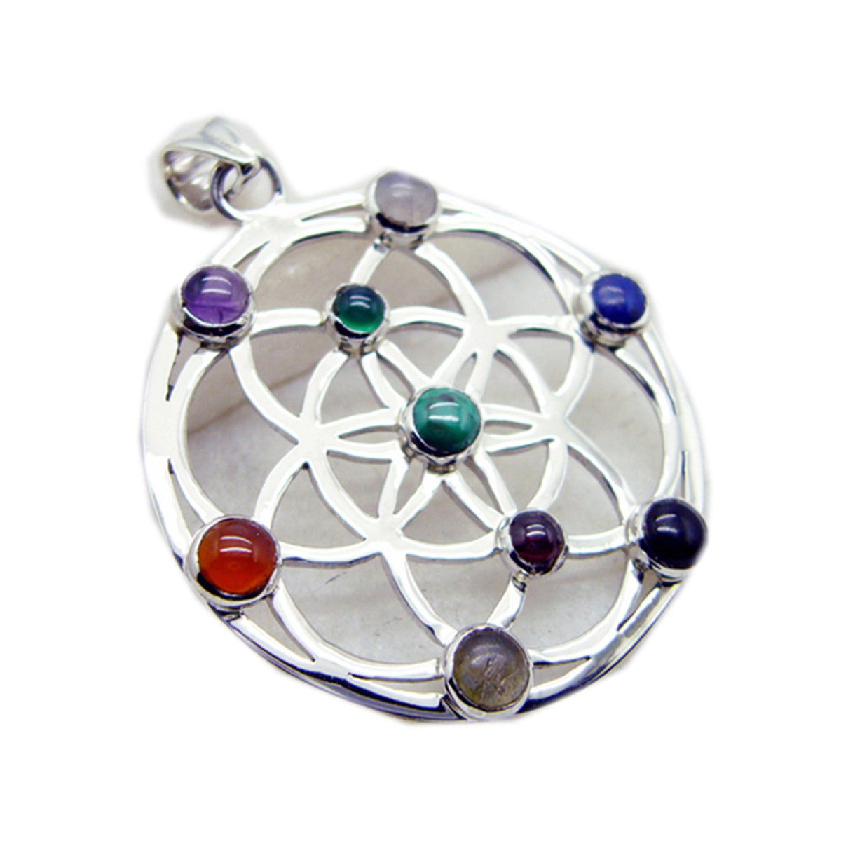 Multi Stone Statement Spanish 925 Silver multiple multicolor Pendant