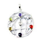 Multi Stone Essential Mexican 925 Silver Hepta multicolor Pendant