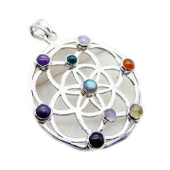 Multi Stone Statement German Silver multiple multicolor Pendant